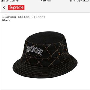 Supreme diamond stitched crusher bucket hat